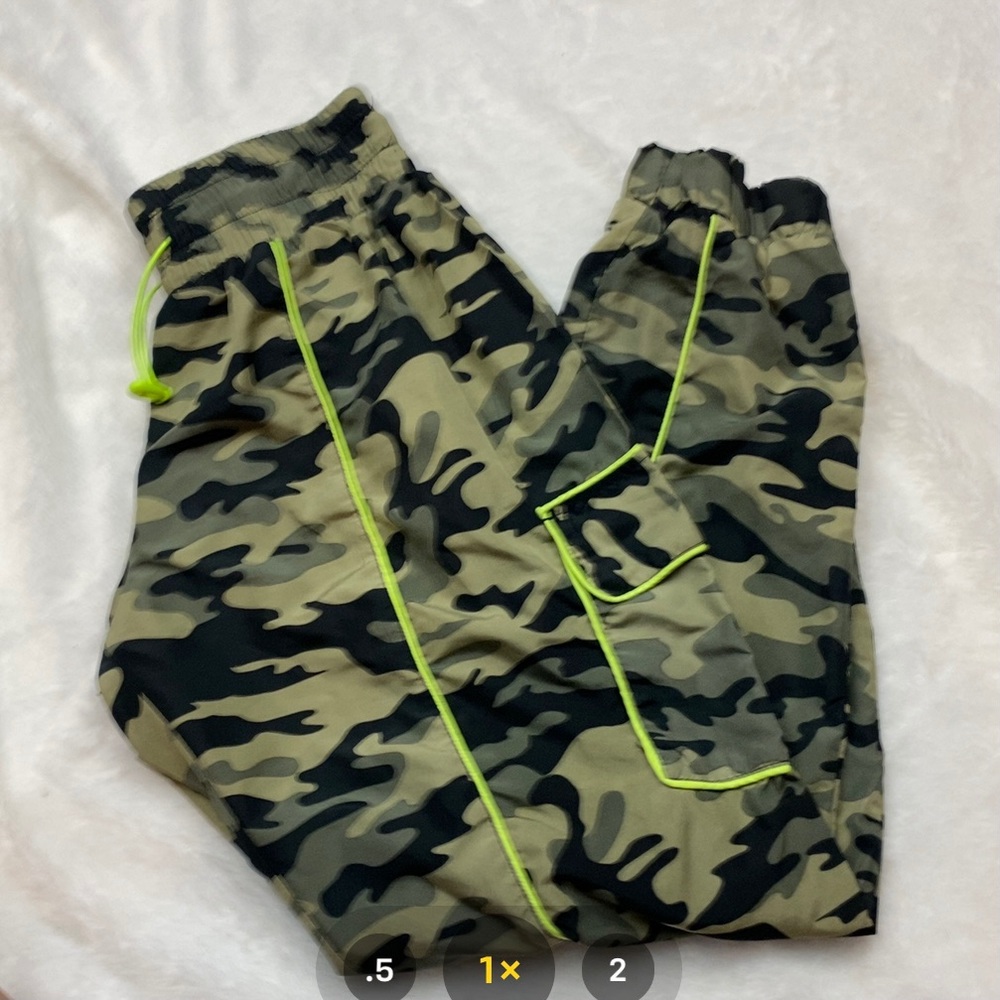 Neon Green & Camouflage Drawstring Joggers - Picture 8 of 16